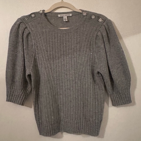 Autumn Cashmere Grey Puff Sleeve Sweater - Small - Picture 2 of 2